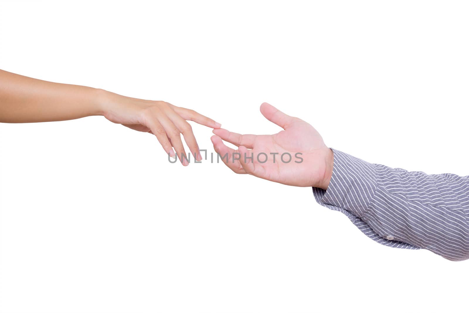 man and woman touching fingers isolated by tungphoto