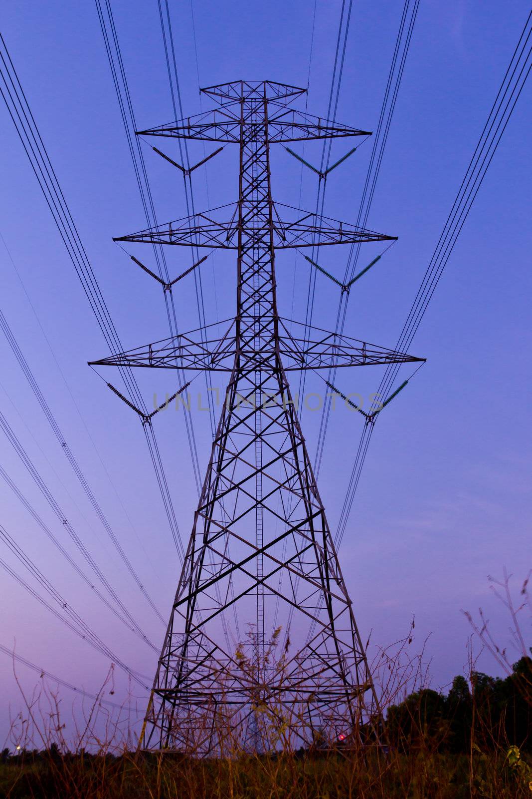 electric high voltage power post by tungphoto