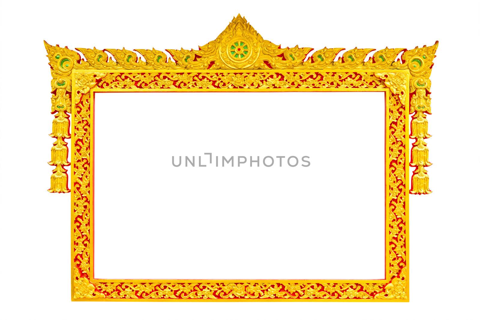 ancient thai style sculpture frame isolated by tungphoto