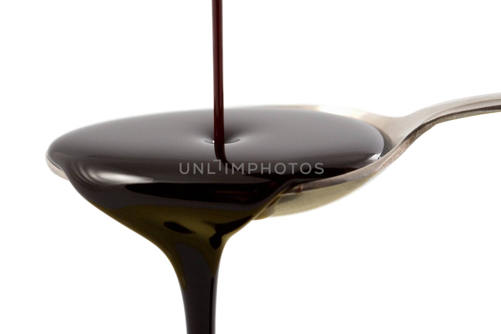 pouring chocolate syrup