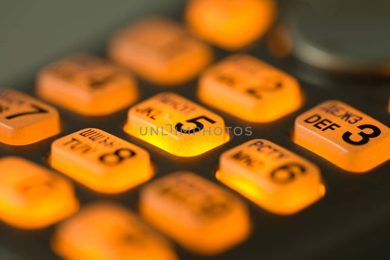 glowing telephone buttons