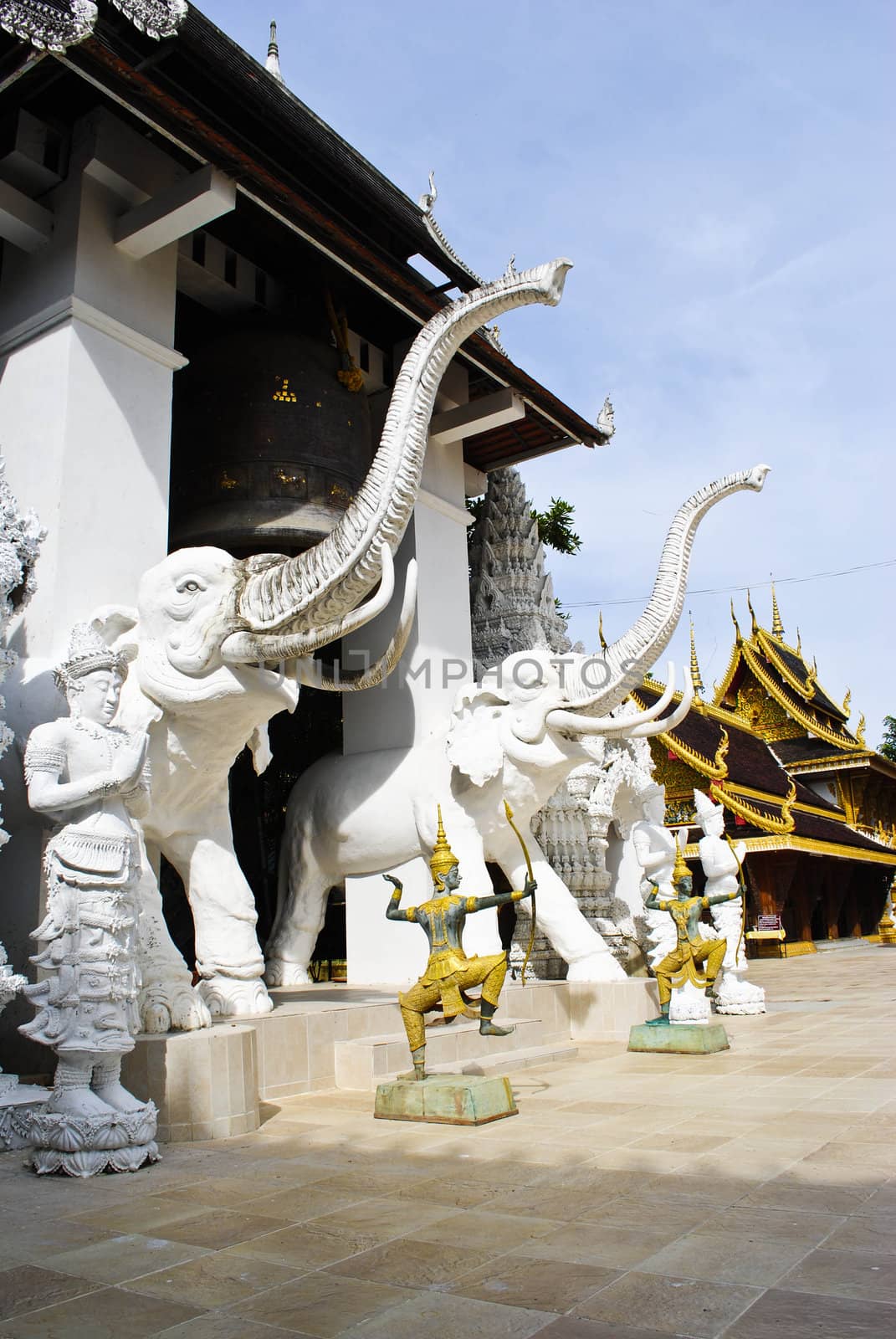 Ancient giant sculpture of temple in Lamphun, Thailand