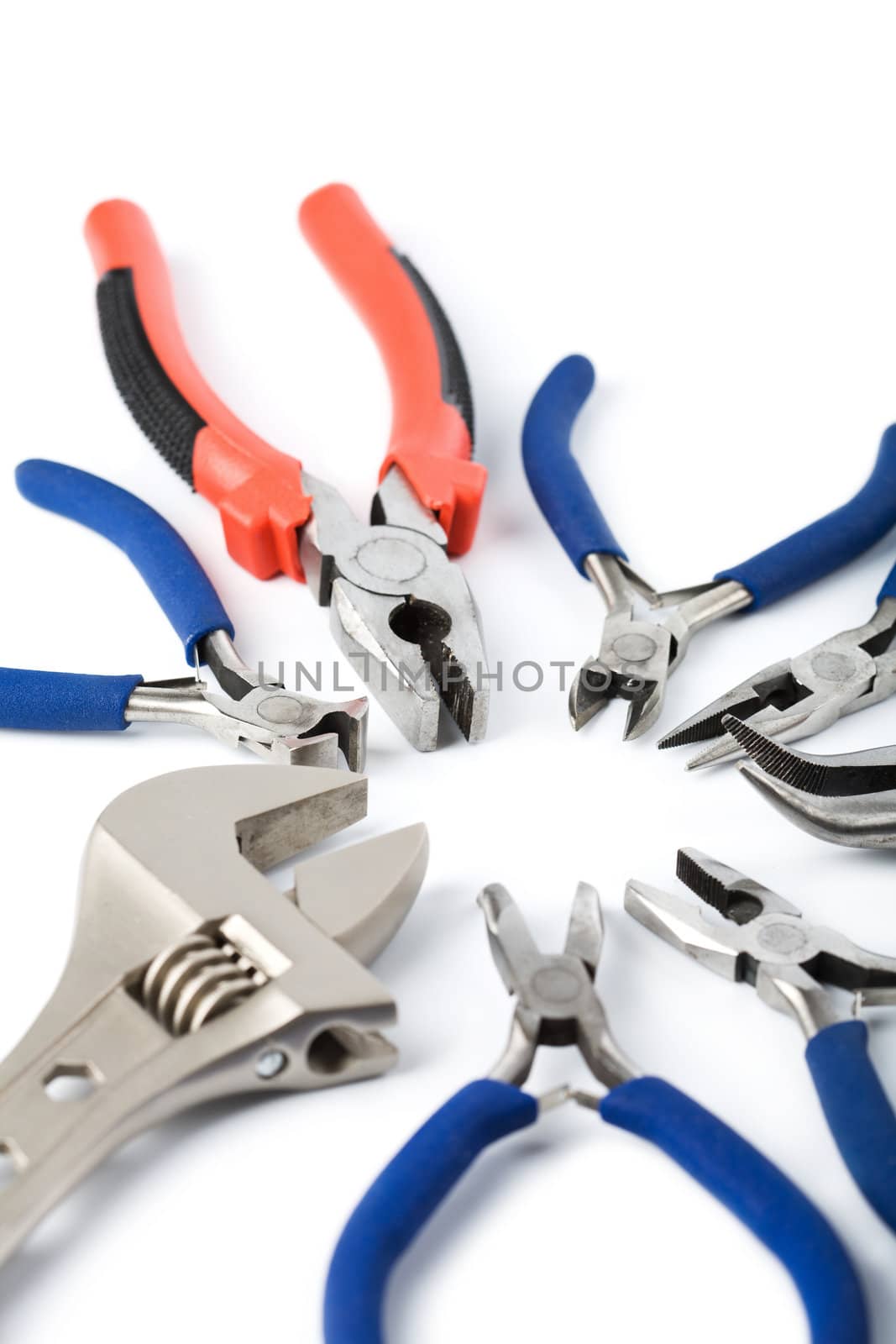 set of colorful tools isolated
