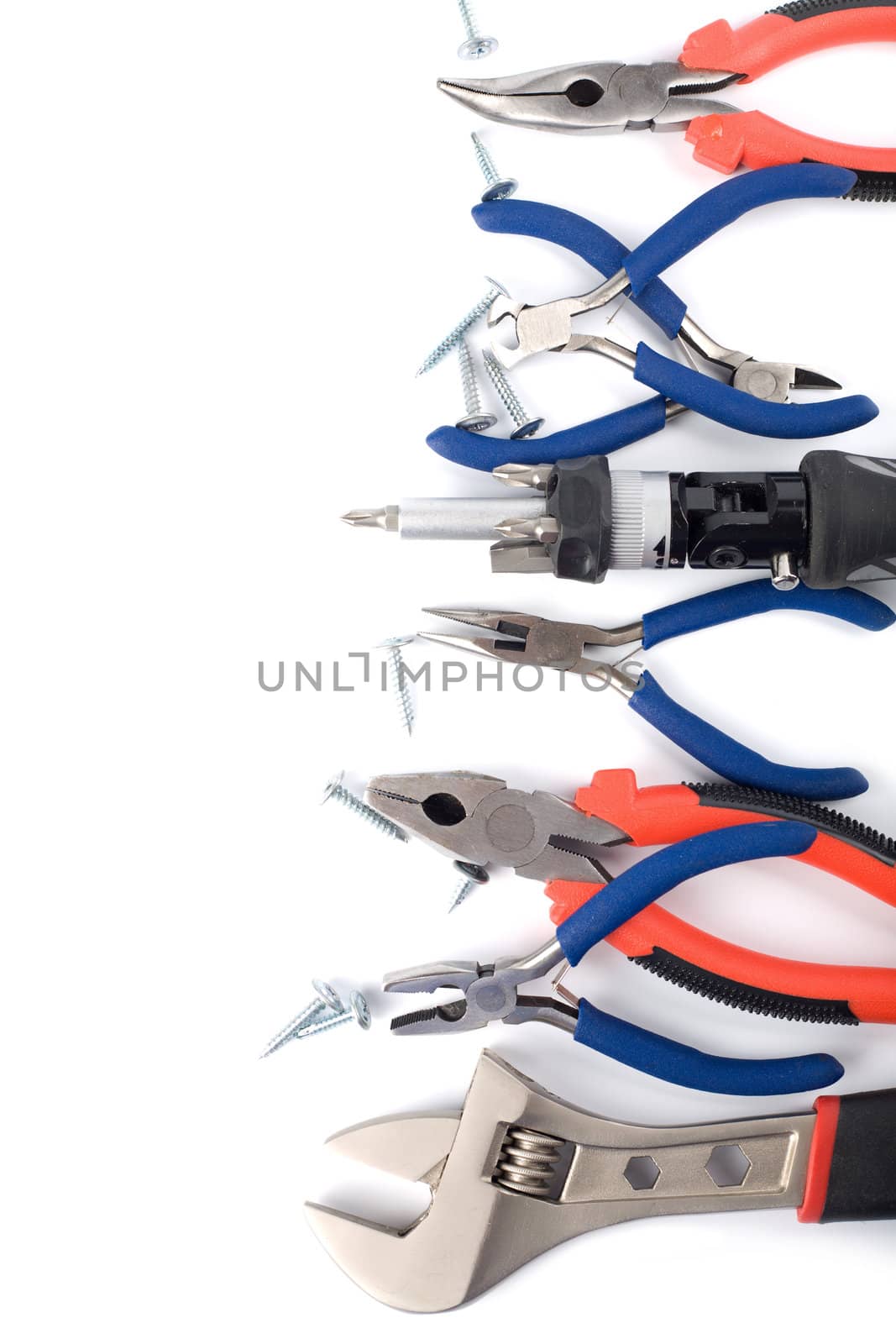 set of colorful tools isolated
