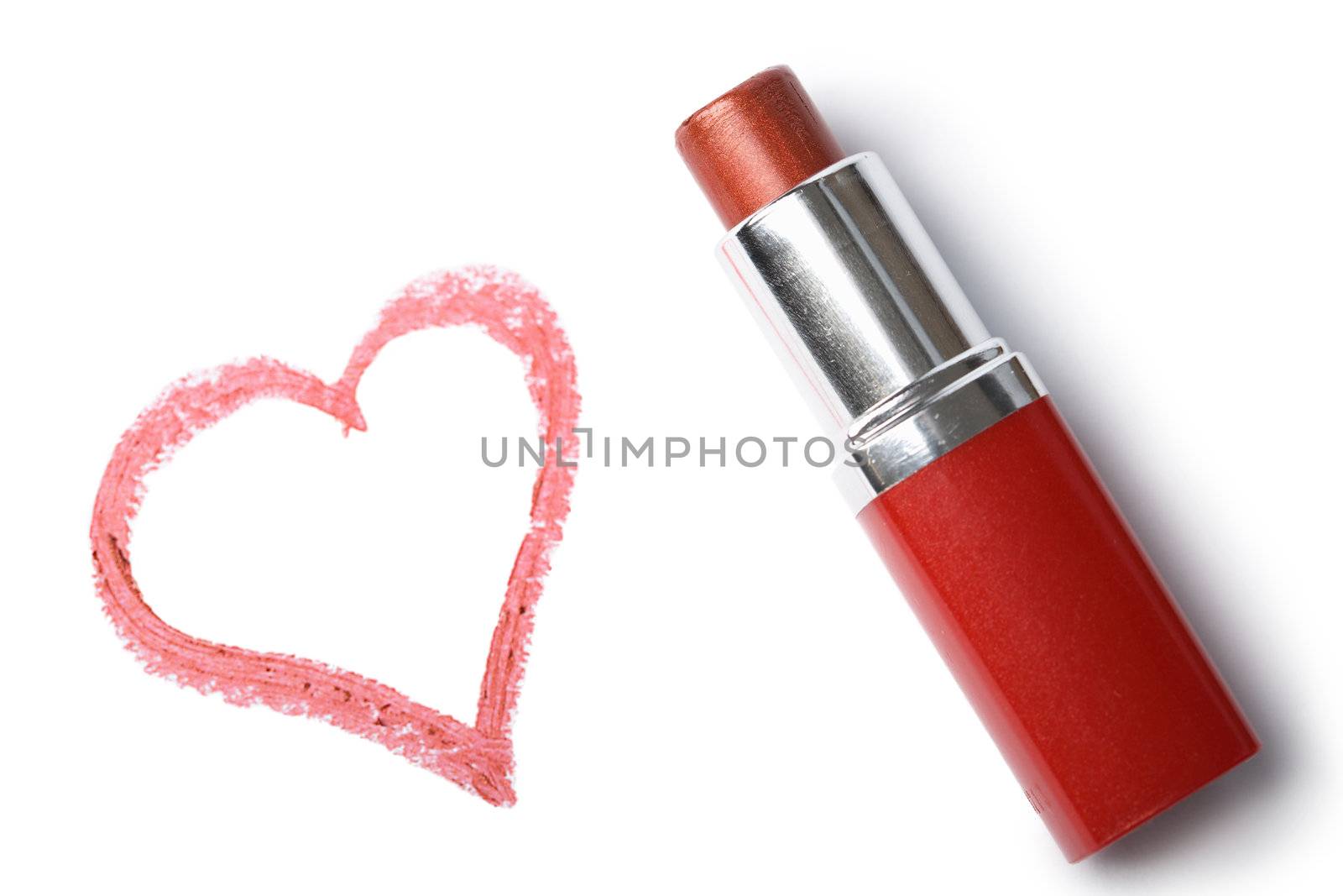 lipstick and heart isolated
