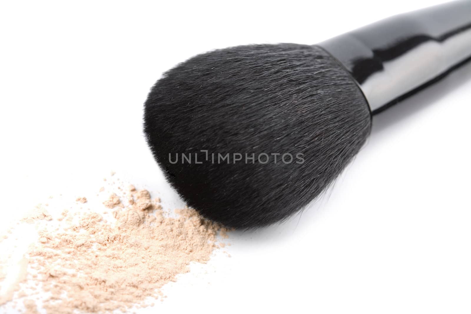 powder and black brush isolated 