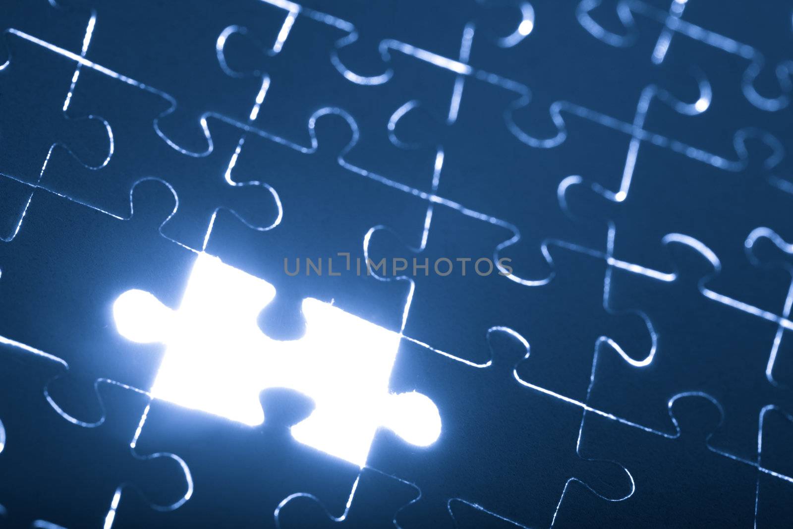 abstract puzzle background with one missing piece