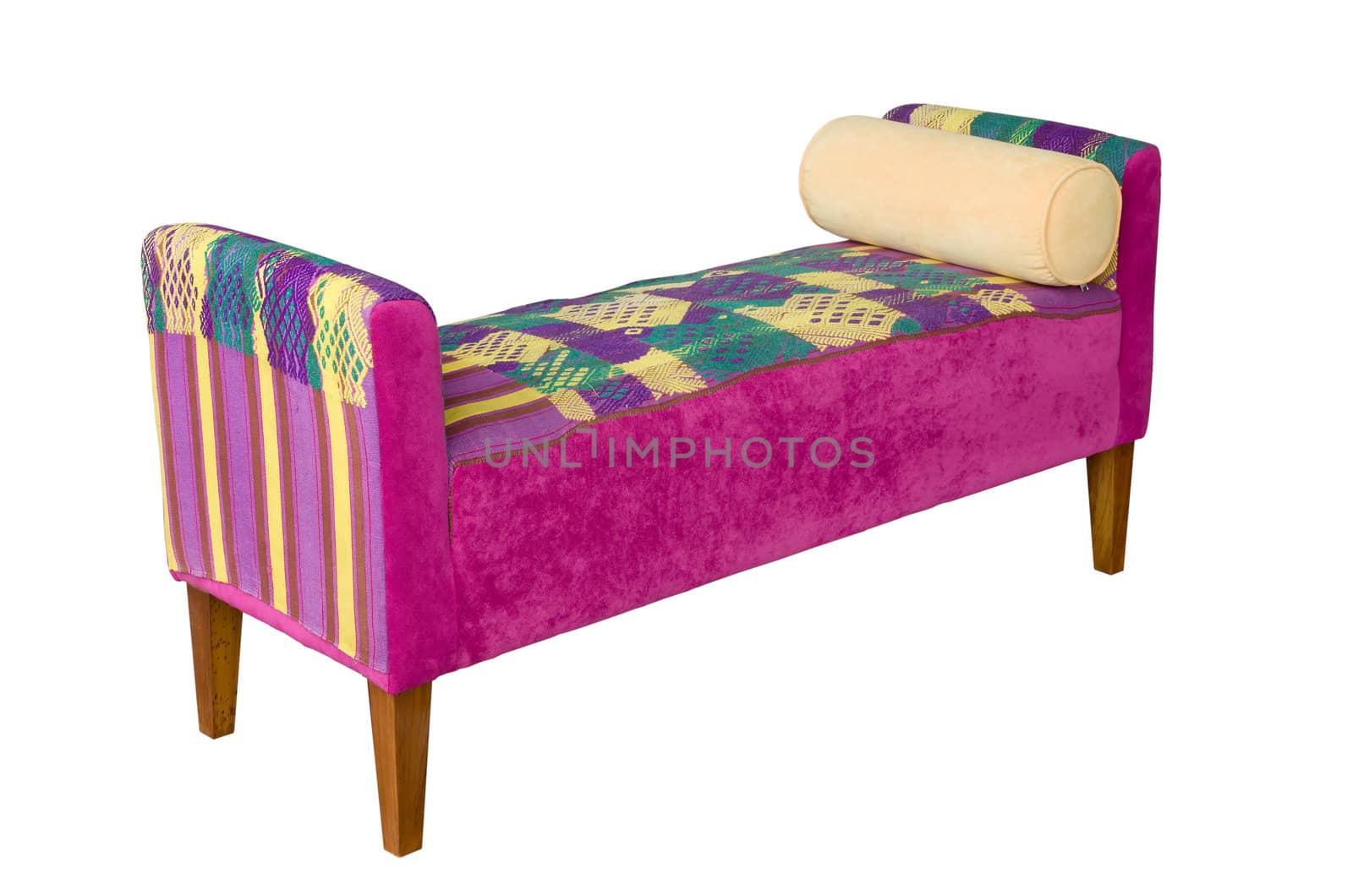 Pink Fabric Sofa on white background by nuttakit