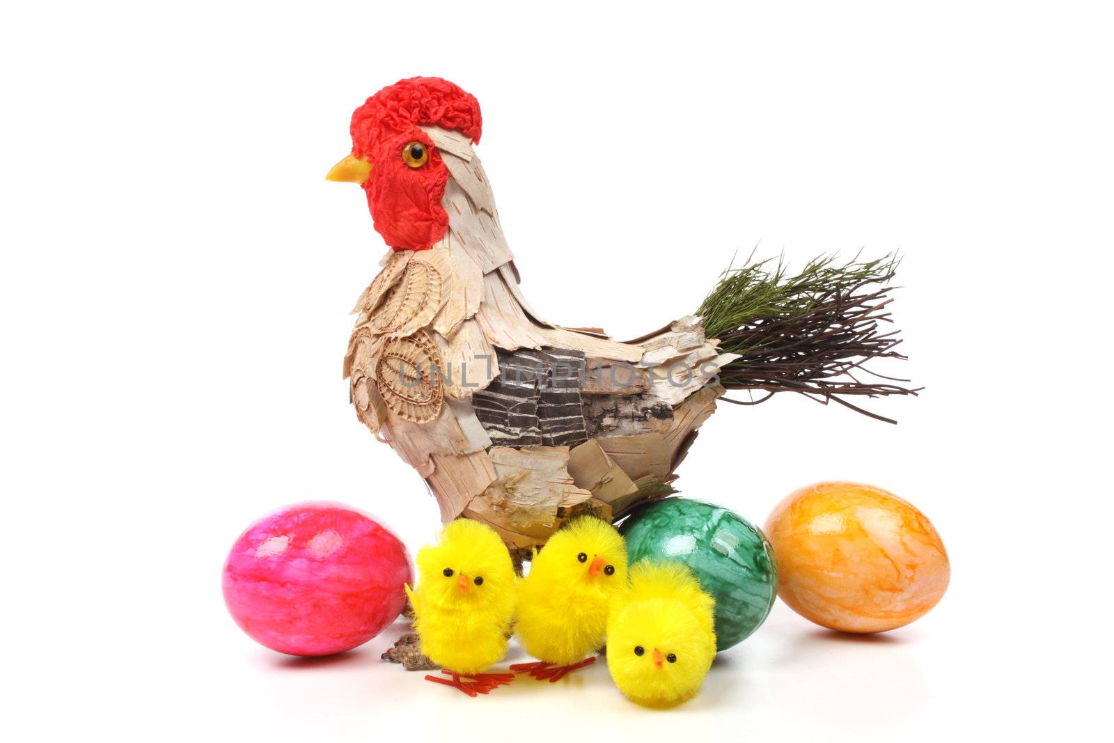 Colourful Easter concept against a white background