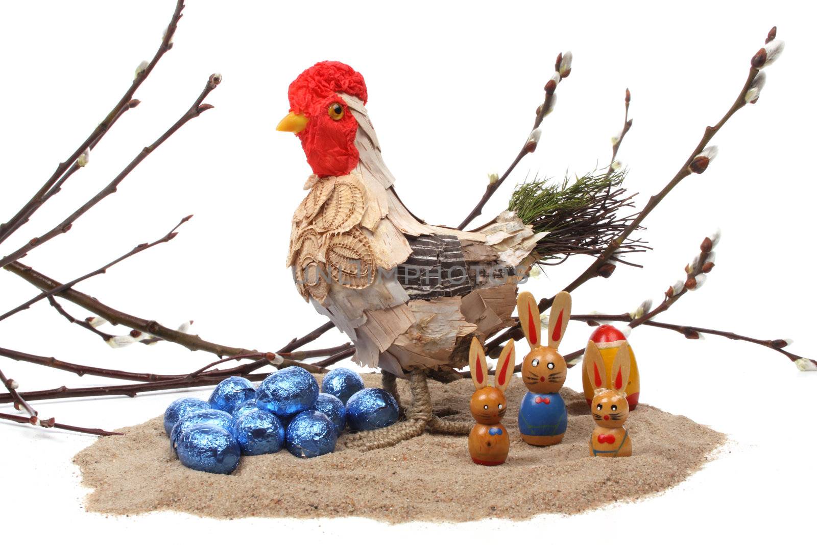 Colourful Easter concept against a white background