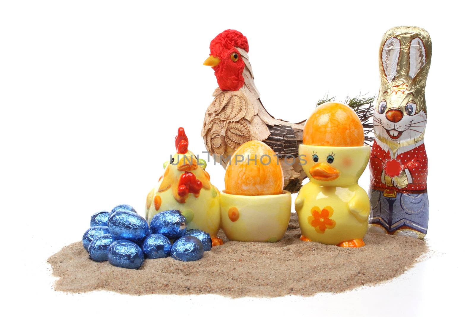 Colourful Easter concept against a white background