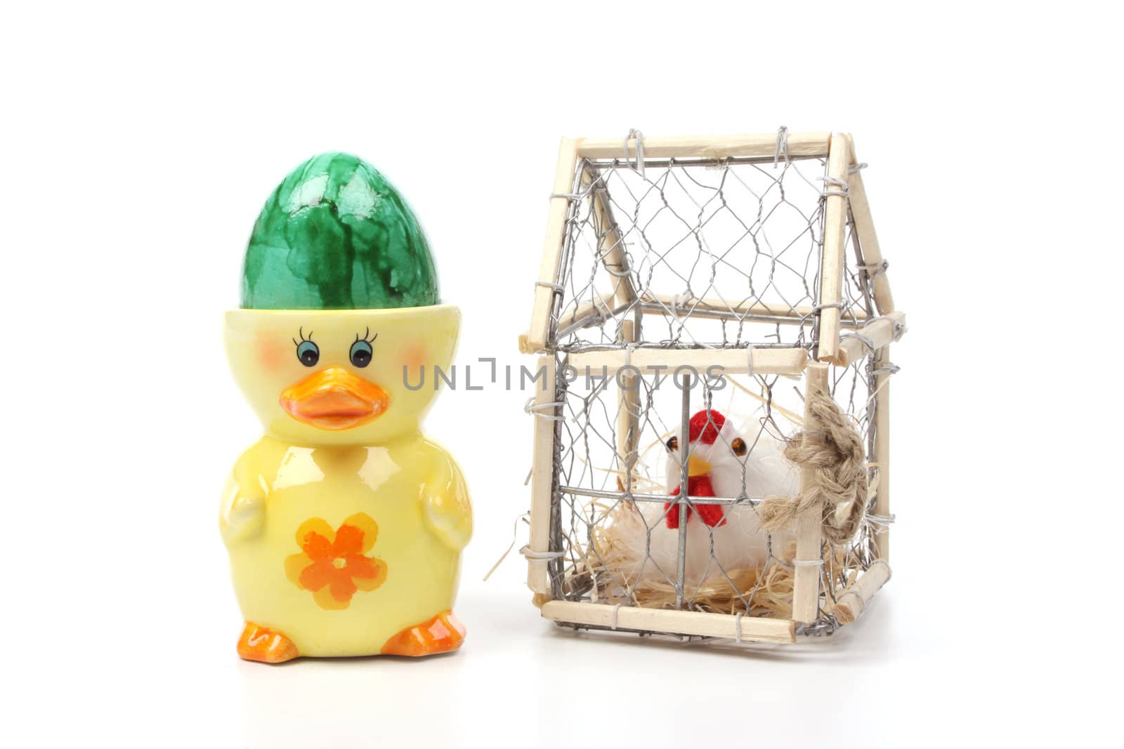 Colourful Easter concept against a white background