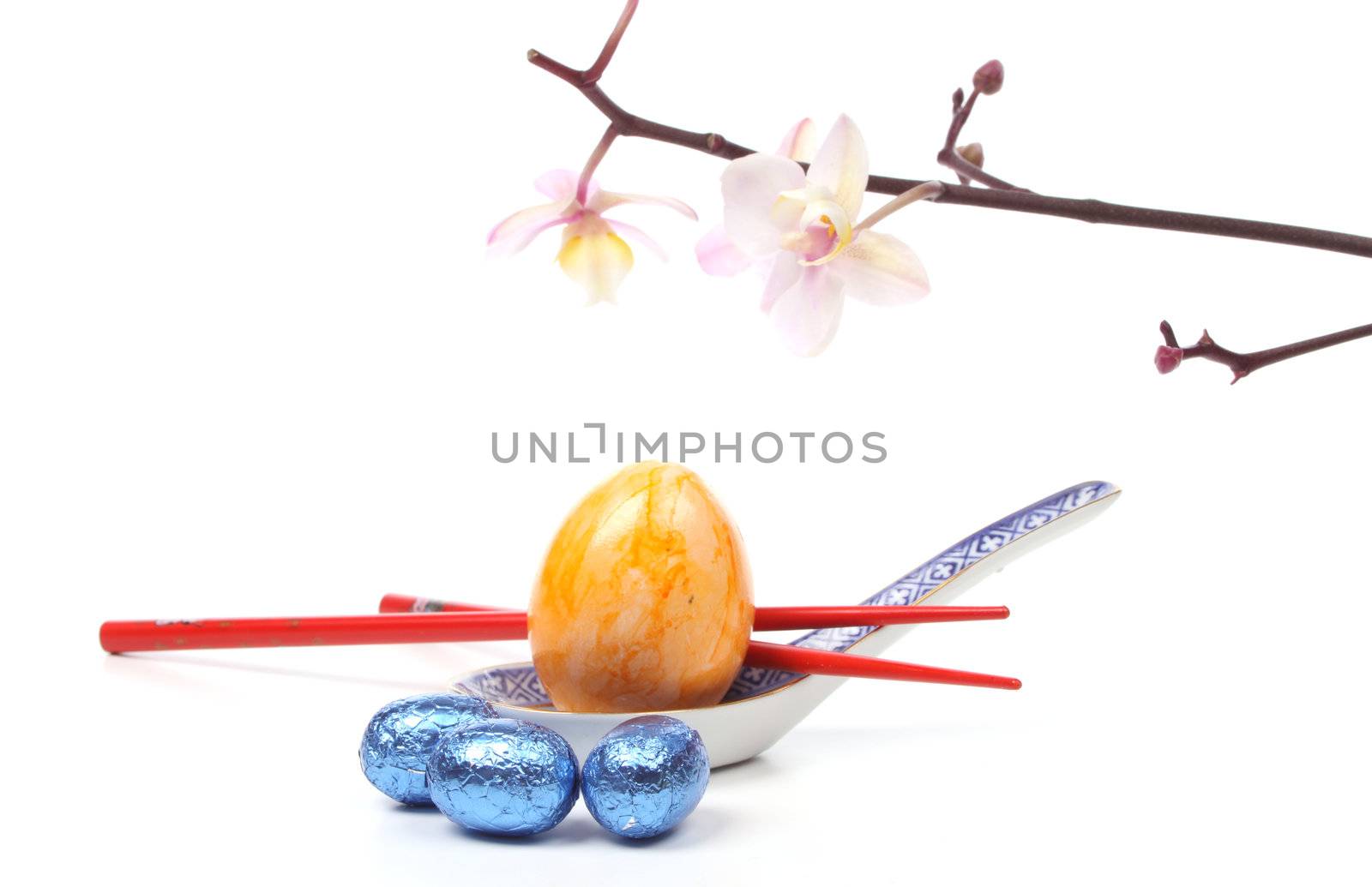 Easter in a Chinese way against a white background