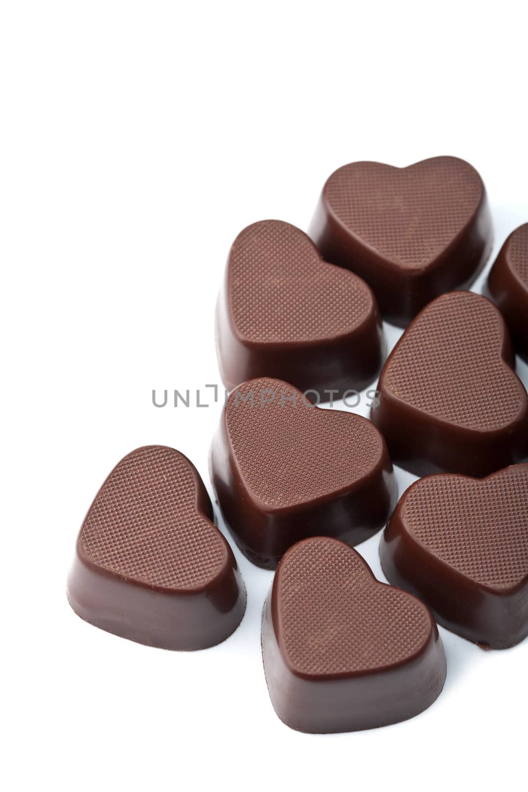 chocolate hearts isolated