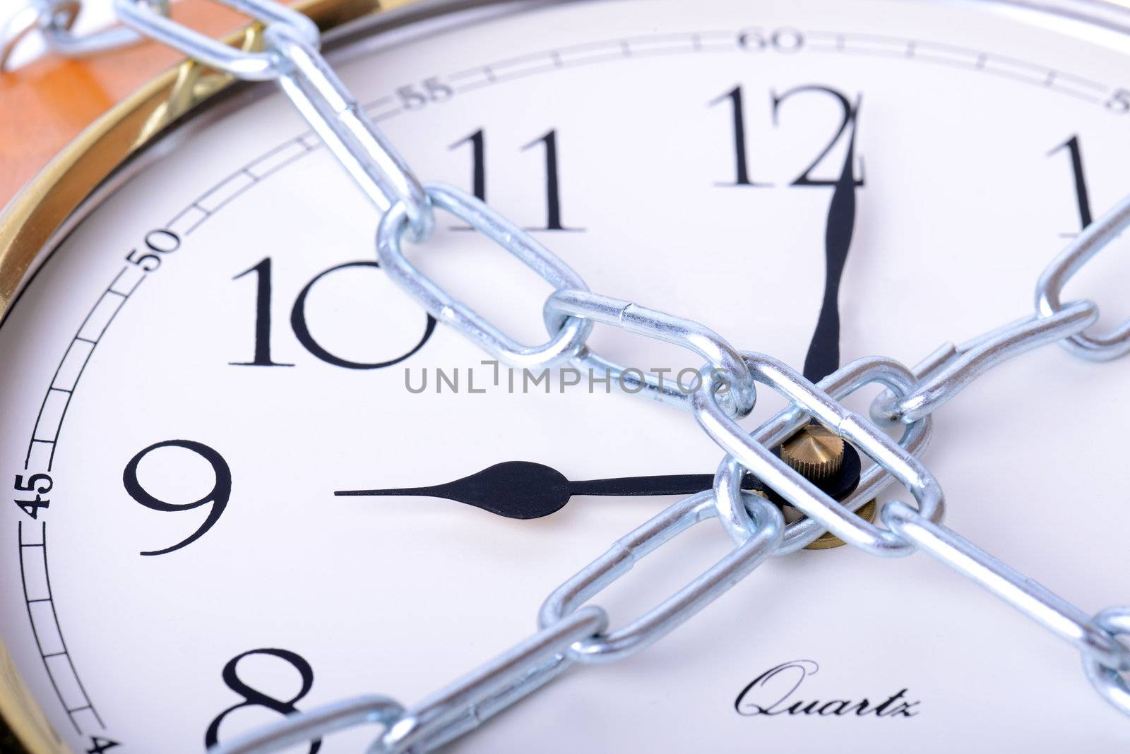 clock face chained up concept of deadline or not being late