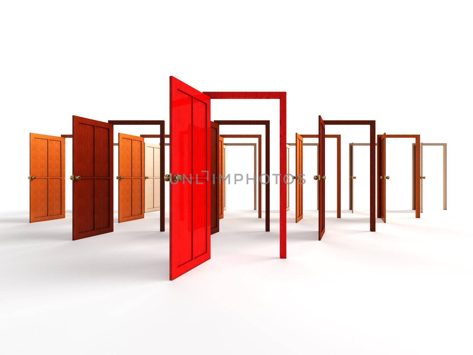 Open doors - welcome, choice, opportunity concept