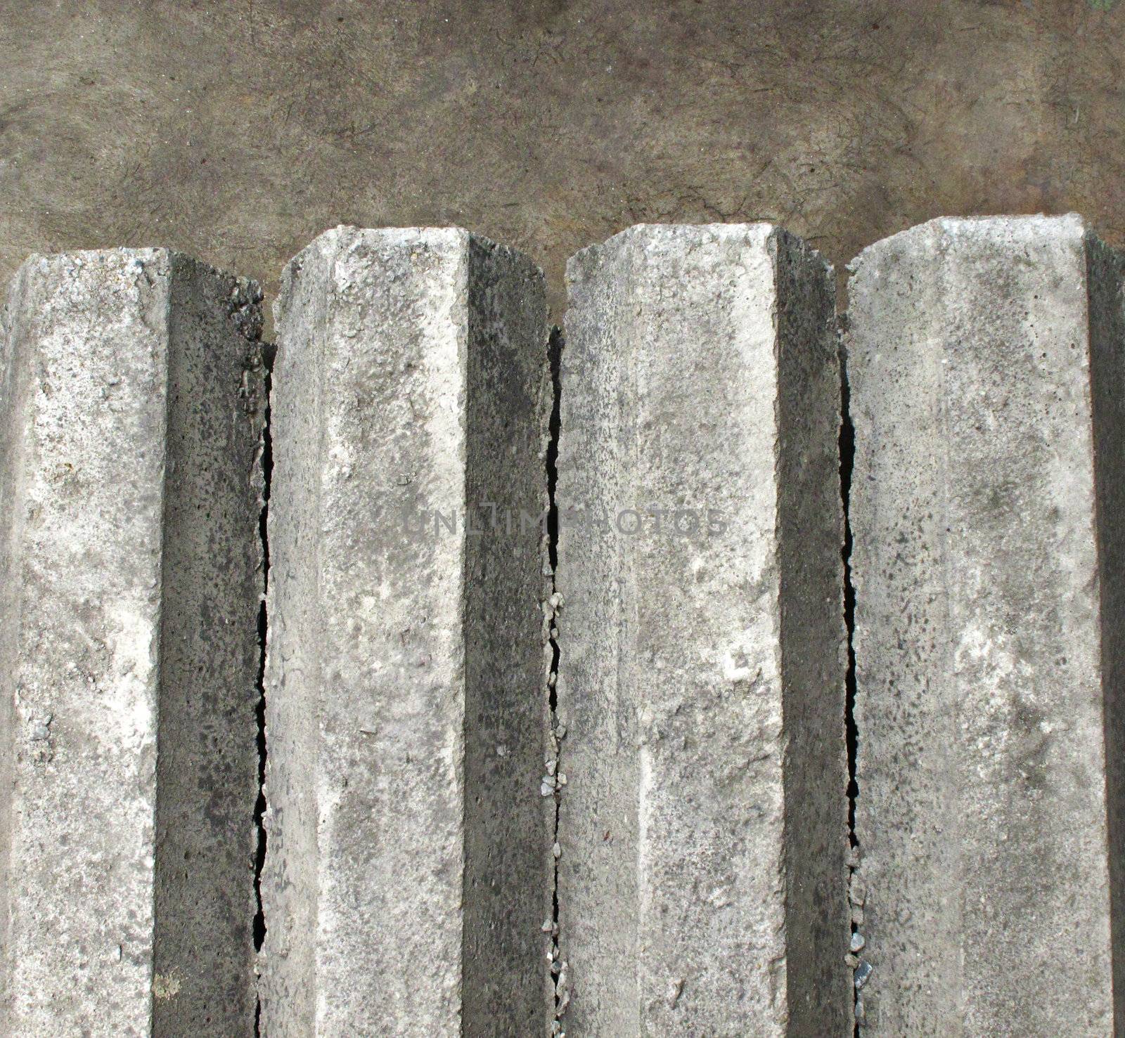 Hexagon concrete pillar on top view lay on concrete floor