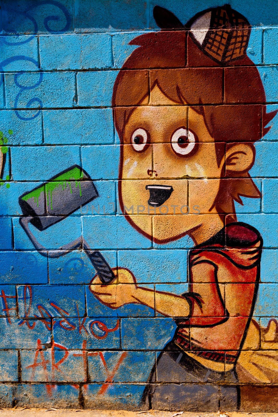 PUERTO REAL, CADIZ, SPAIN-JUL 15: Graffiti of unidentified artist on the first tournament of Graffiti of Puerto Real on Jul 15, 2011, in Puerto Real,  Spain
