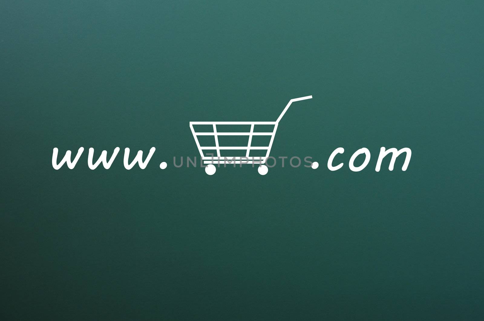 On-line shopping concept drawn with chalk on a blackboard