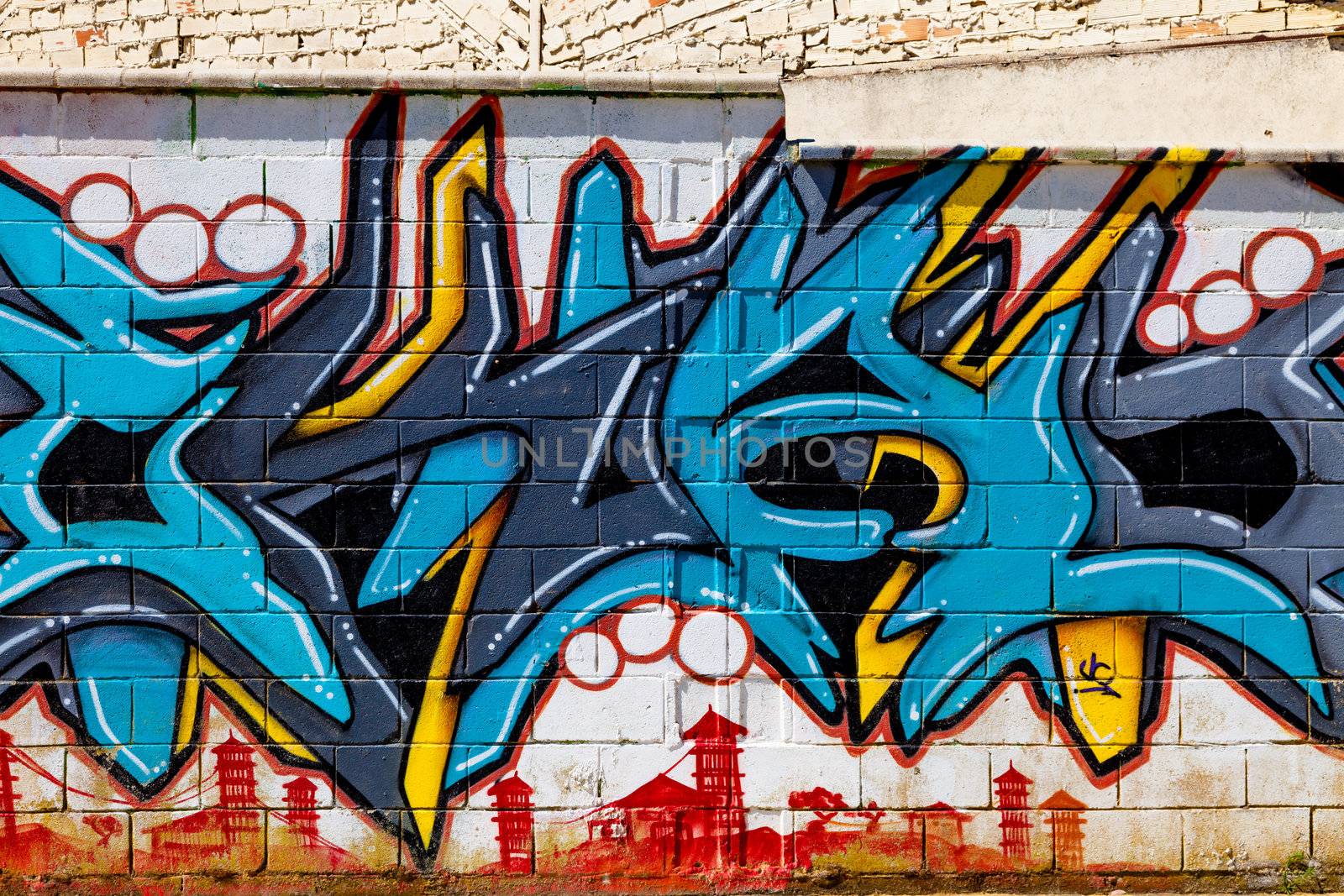 PUERTO REAL, CADIZ, SPAIN-JUL 15: Graffiti of unidentified artist on the first tournament of Graffiti of Puerto Real on Jul 15, 2011, in Puerto Real,  Spain