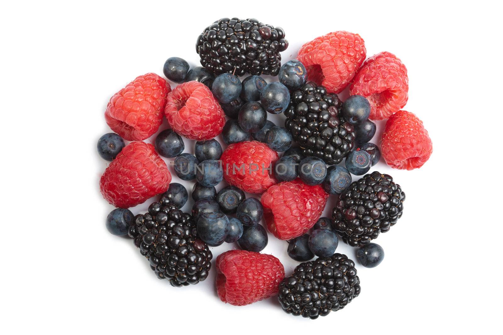 circle of fresh berries isolated