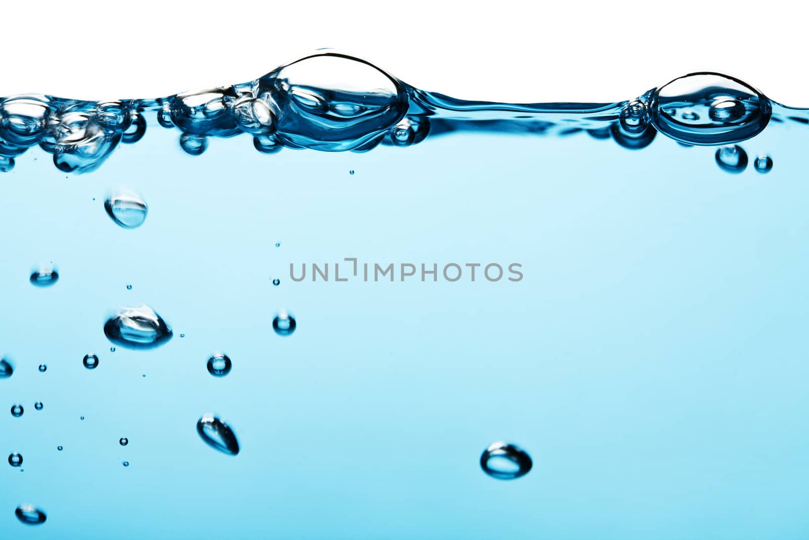 blue water bubbles isolated