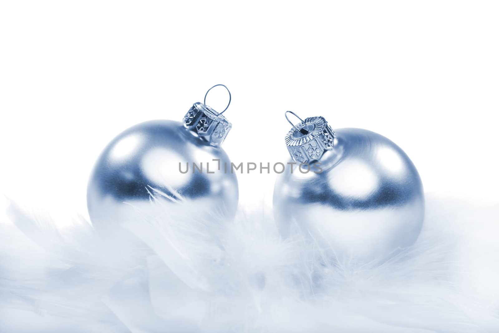 blue christmas balls isolated
