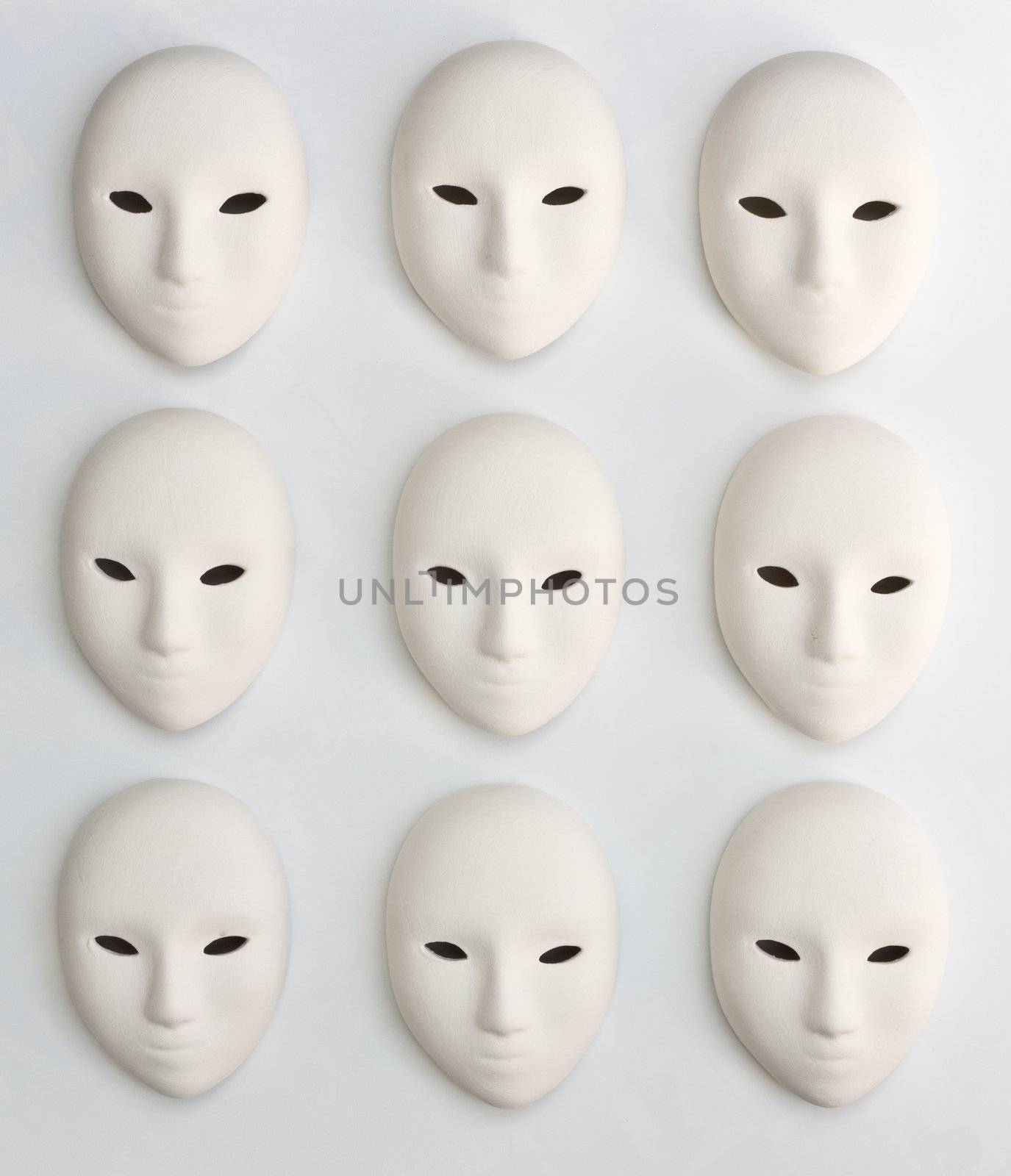 plaster mask in studio, use of for decoration or design.