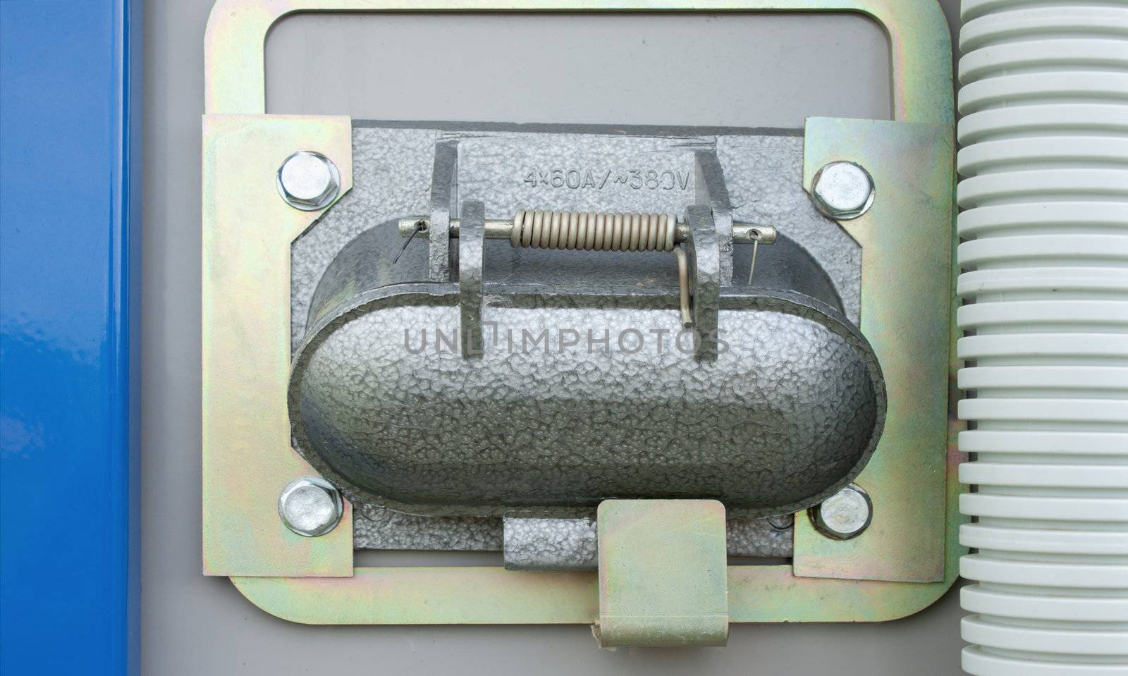 Powerful outlet on a wall of the transformer substation