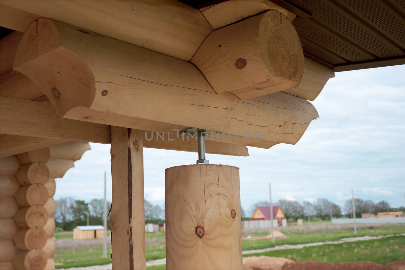 A fragment of a rural building of round logs