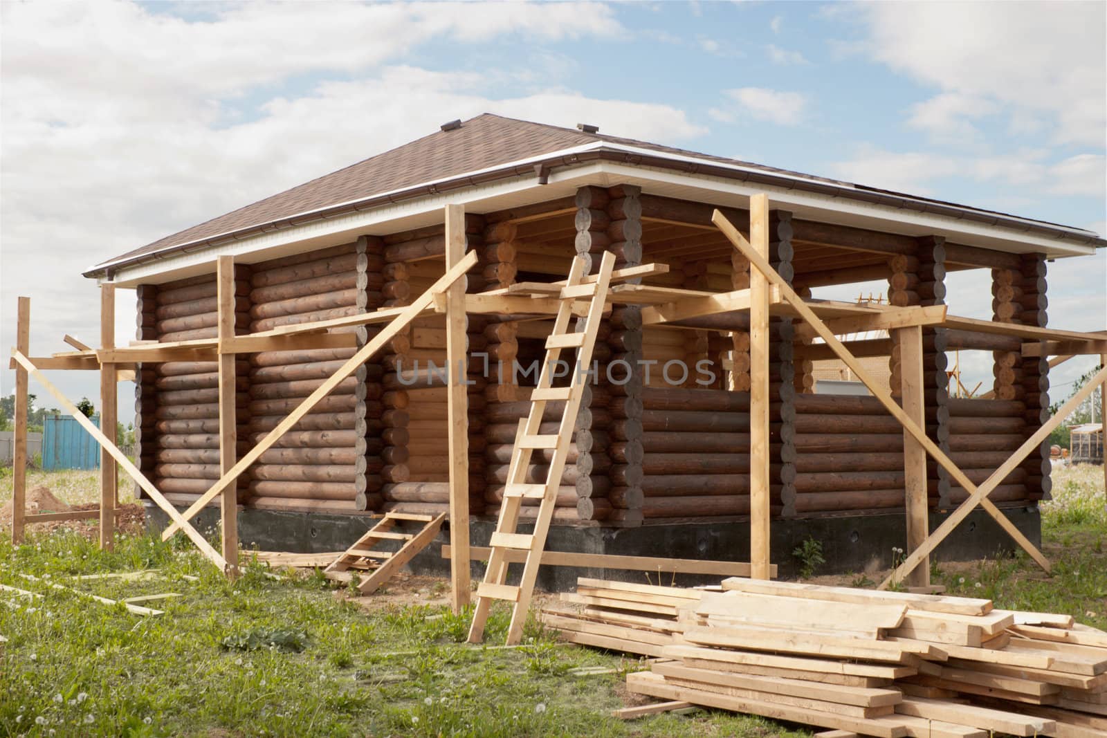 Small rural house in the stage of construction