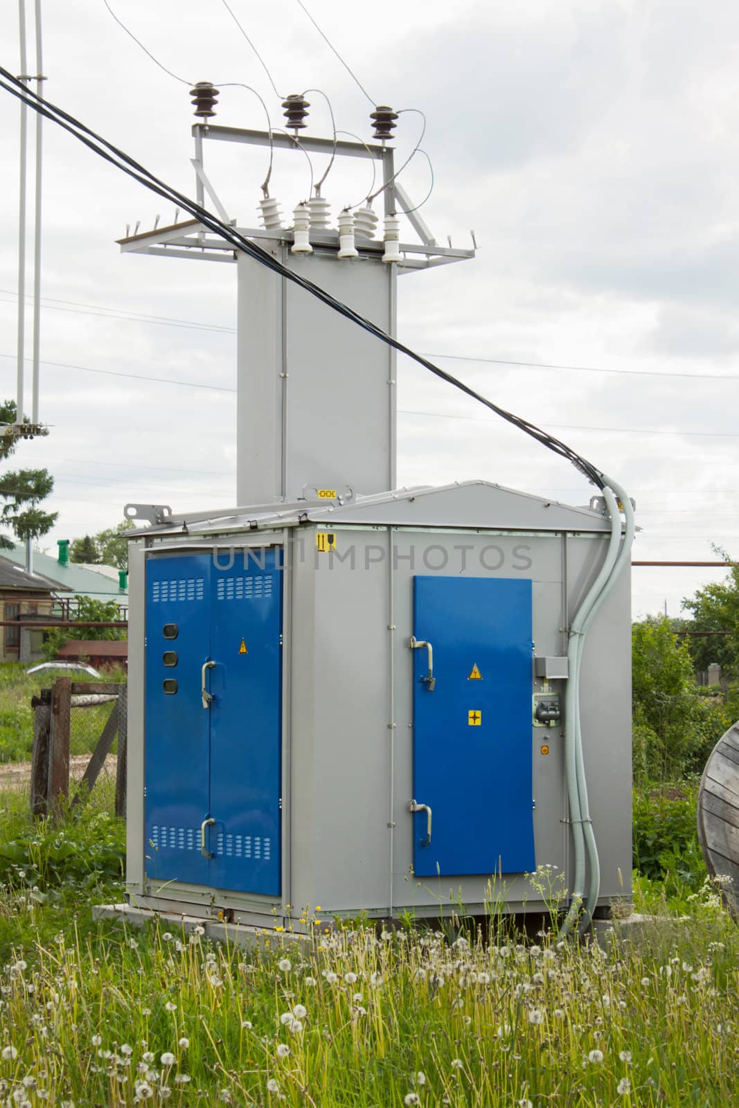 Transformer substation on the outskirts of the village