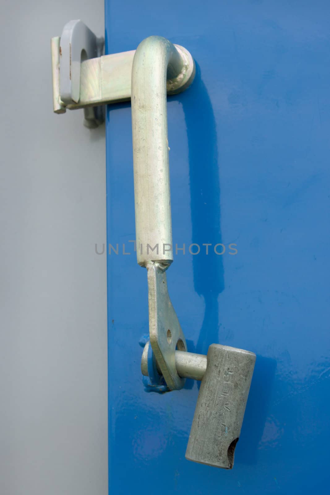 The lock on the door of transformer substation