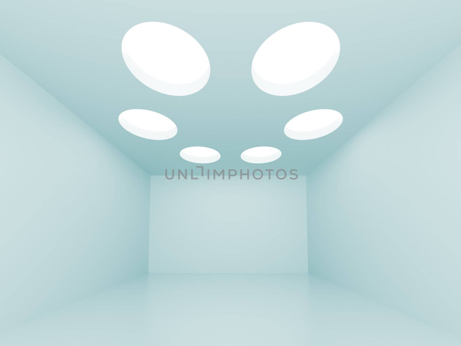 3d Illustration of Blue Abstract Interior  Background
