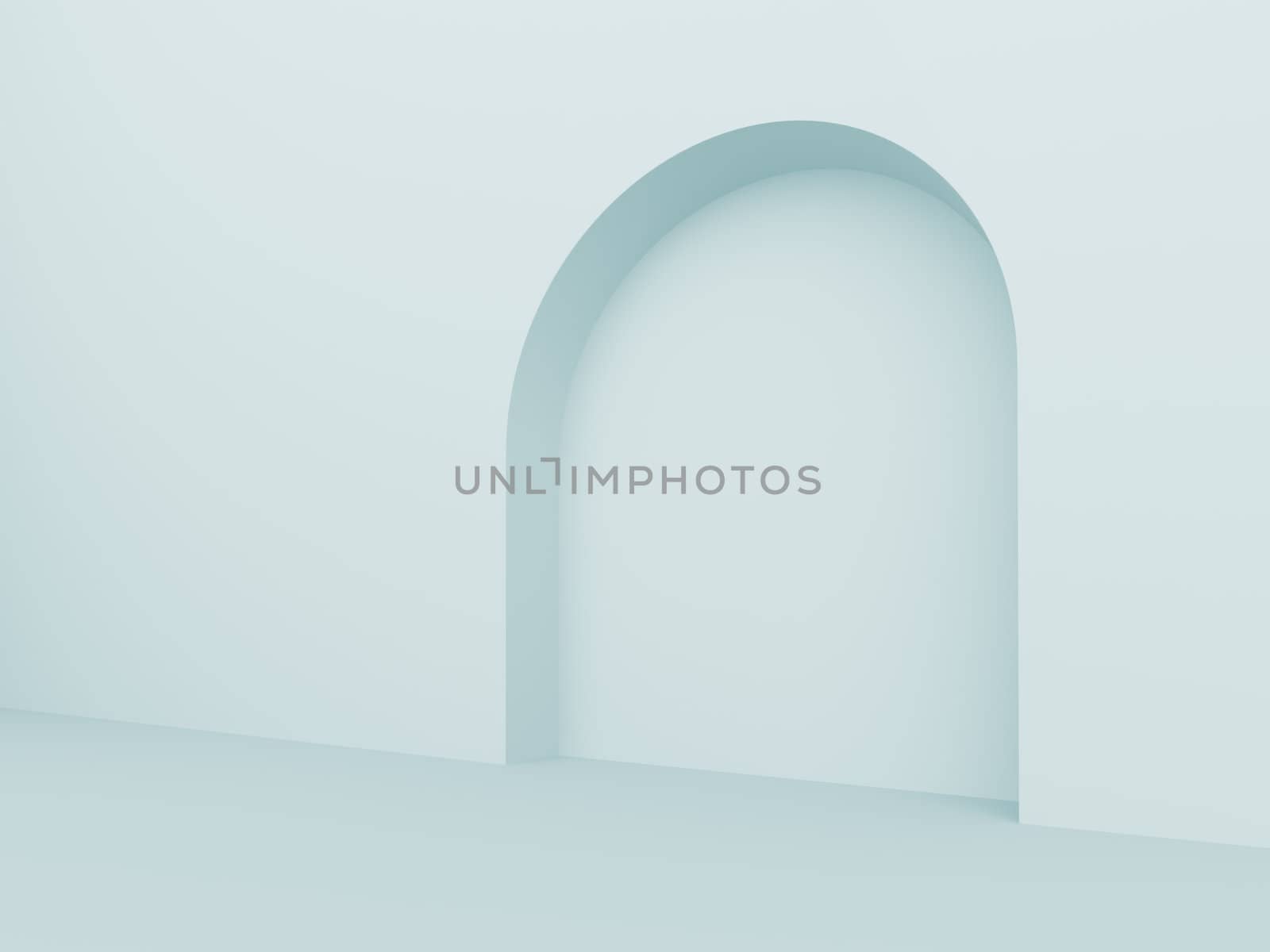 3d Illustration of Blue Arch Interior Background