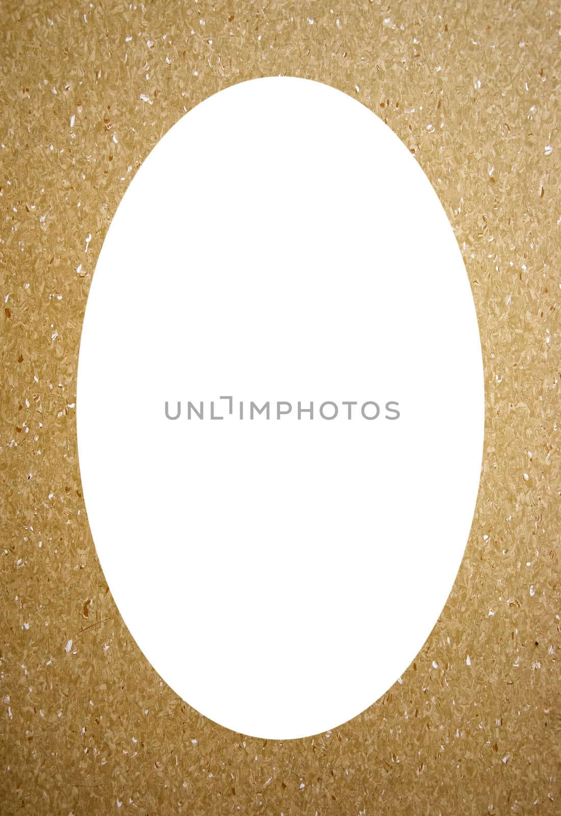 Fragment of linoleum floor and background texture. Isolated white oval place for text photograph image in center of frame.