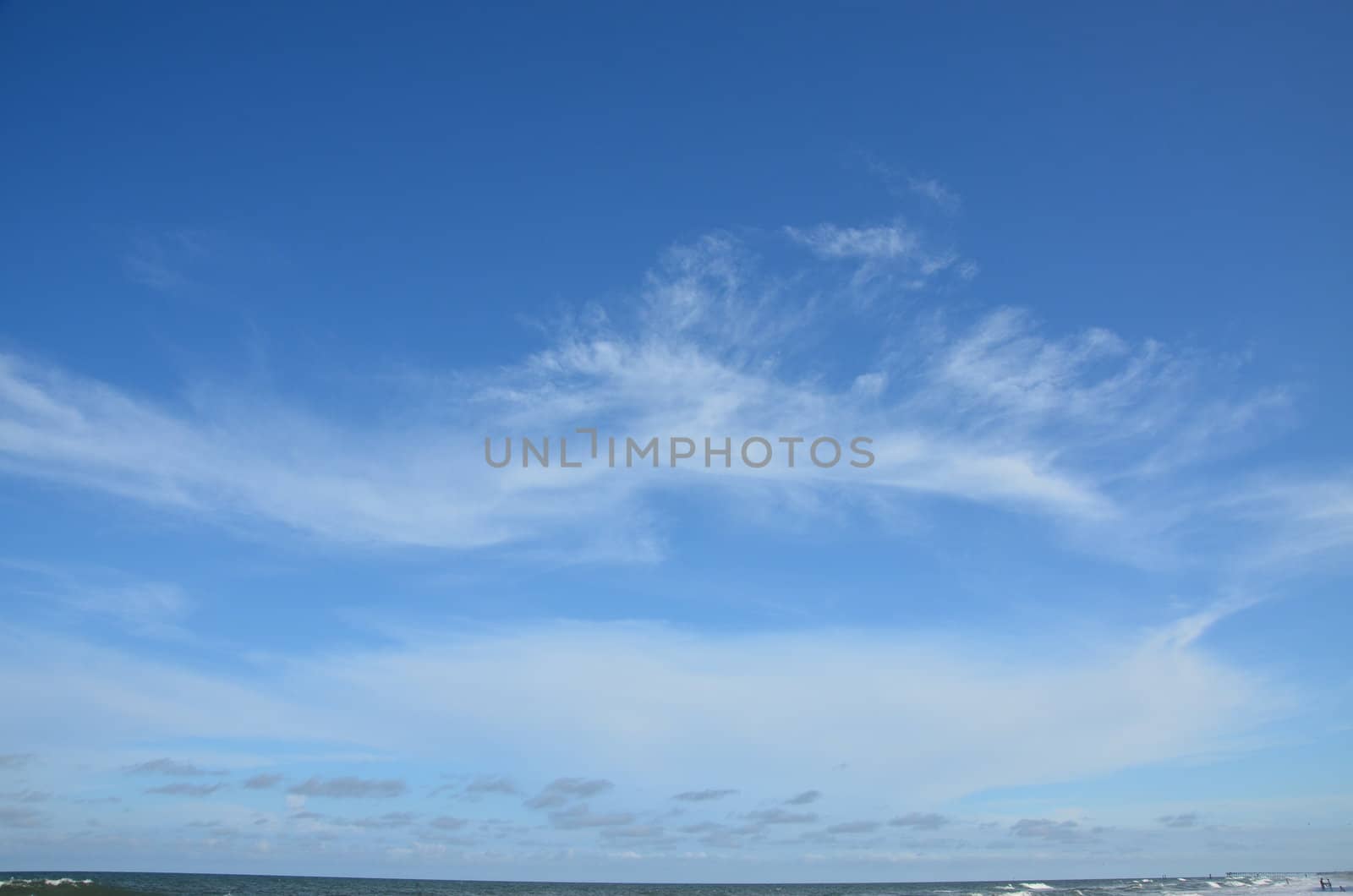 Blue sky and clouds along the shore in North Carolina