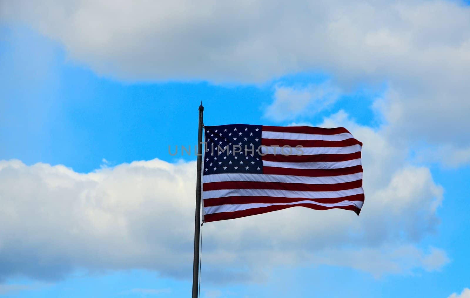 American flag blowing in the breeze