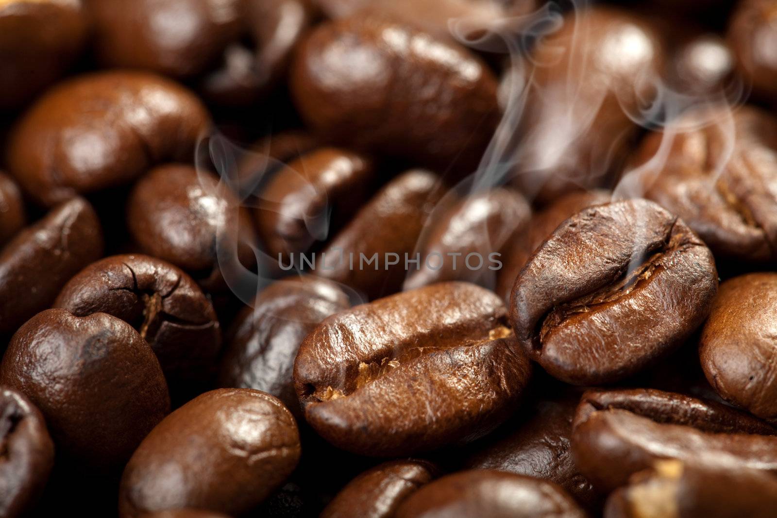 hot roasted coffee beans background
