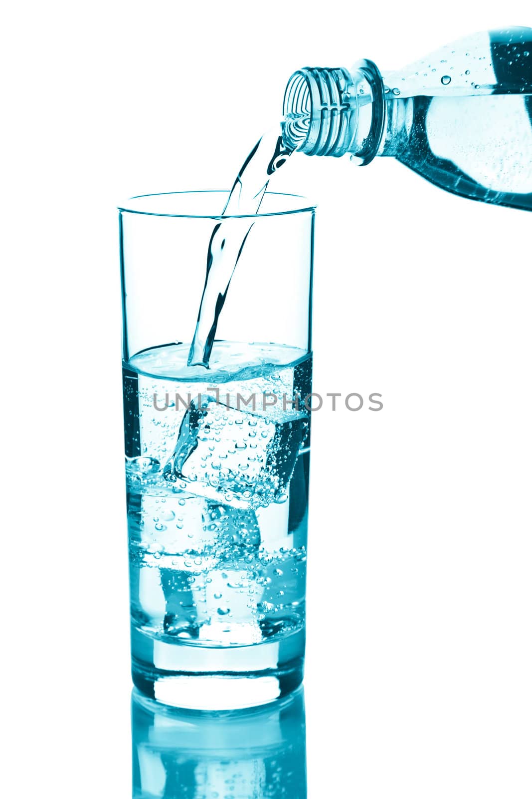 water pouring into glass isolated