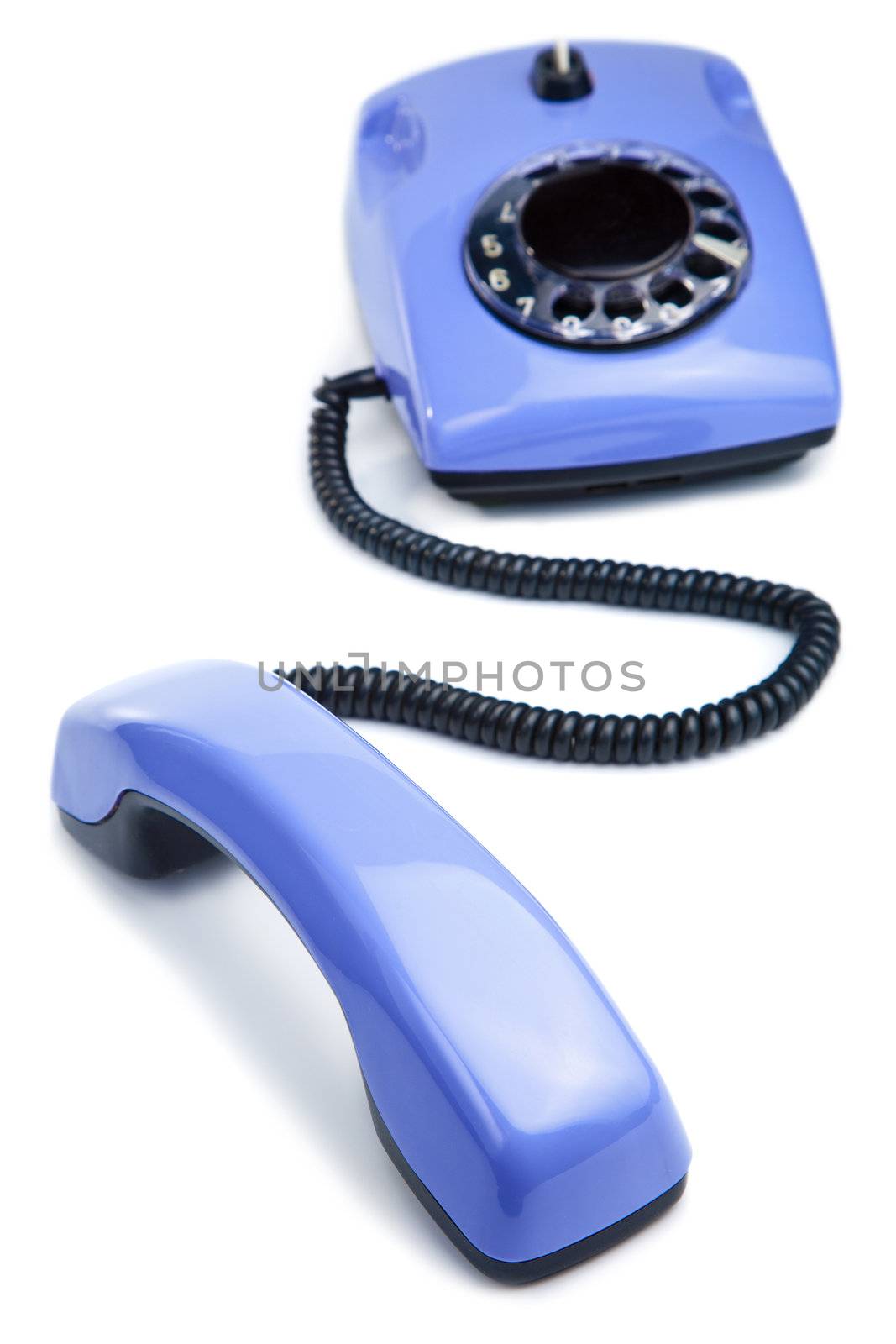 blue retro telephone isolated