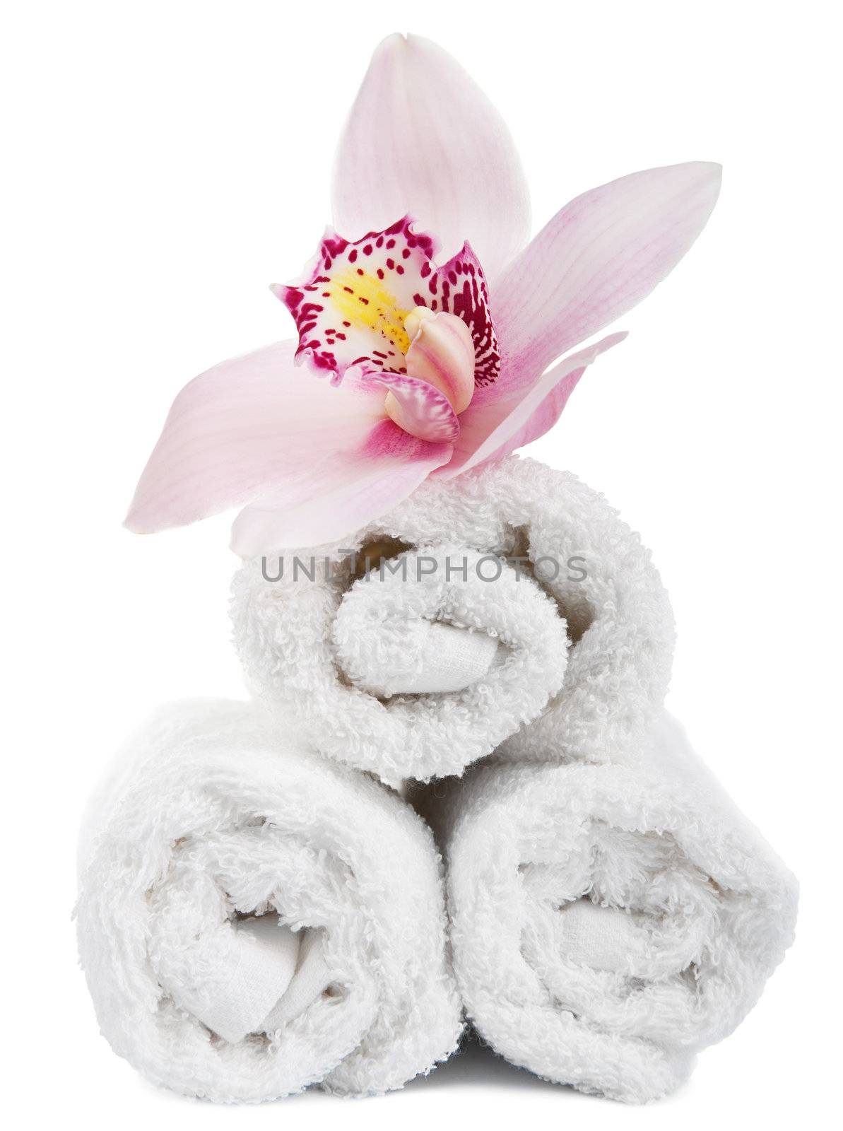towels and flower isolated