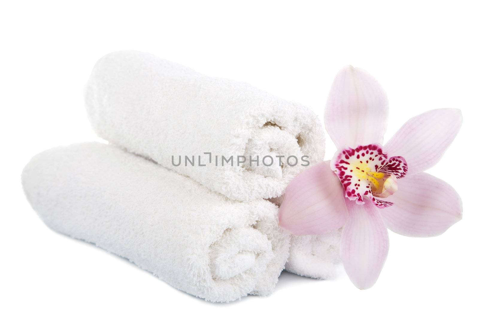 flower and towels