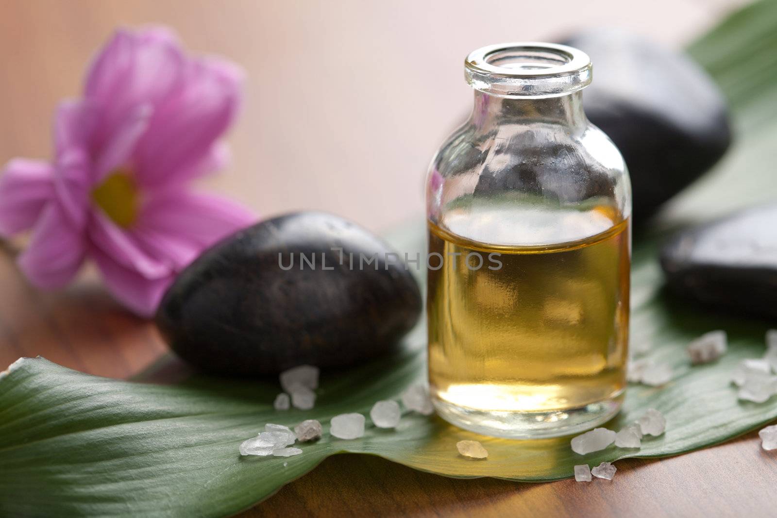 essential oil and stones
