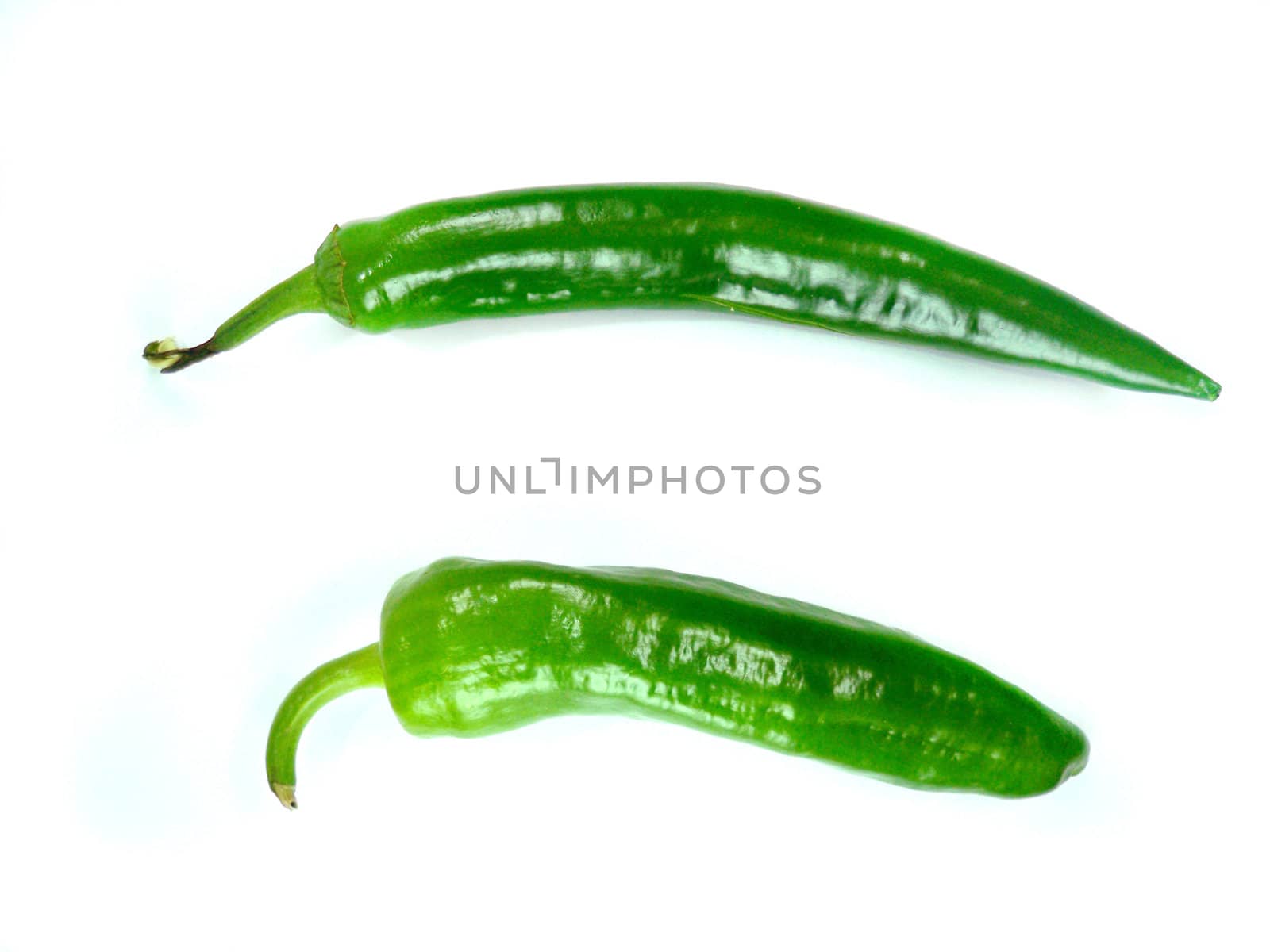 chili pepper, green isolated on white background