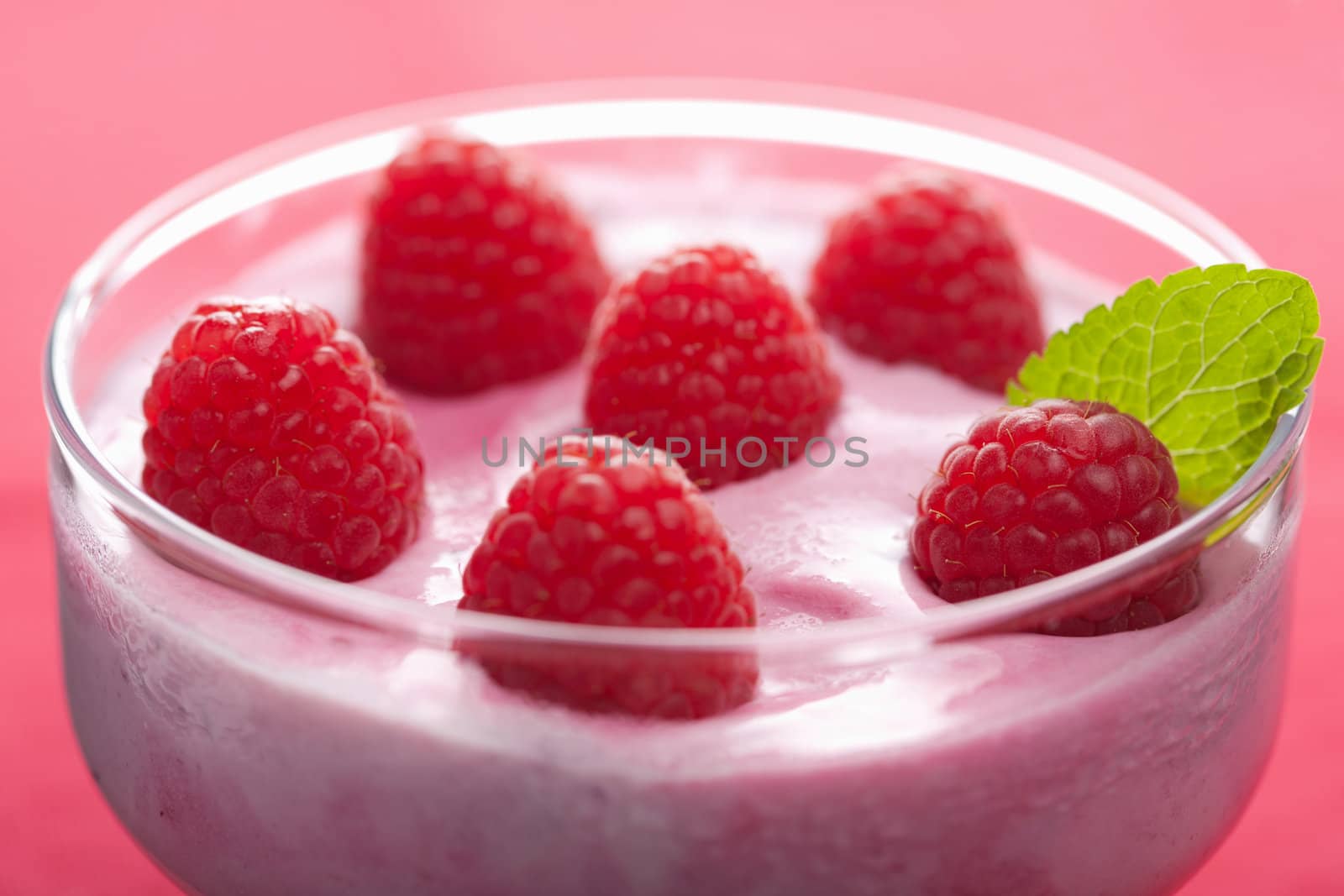 dessert with fresh raspberries