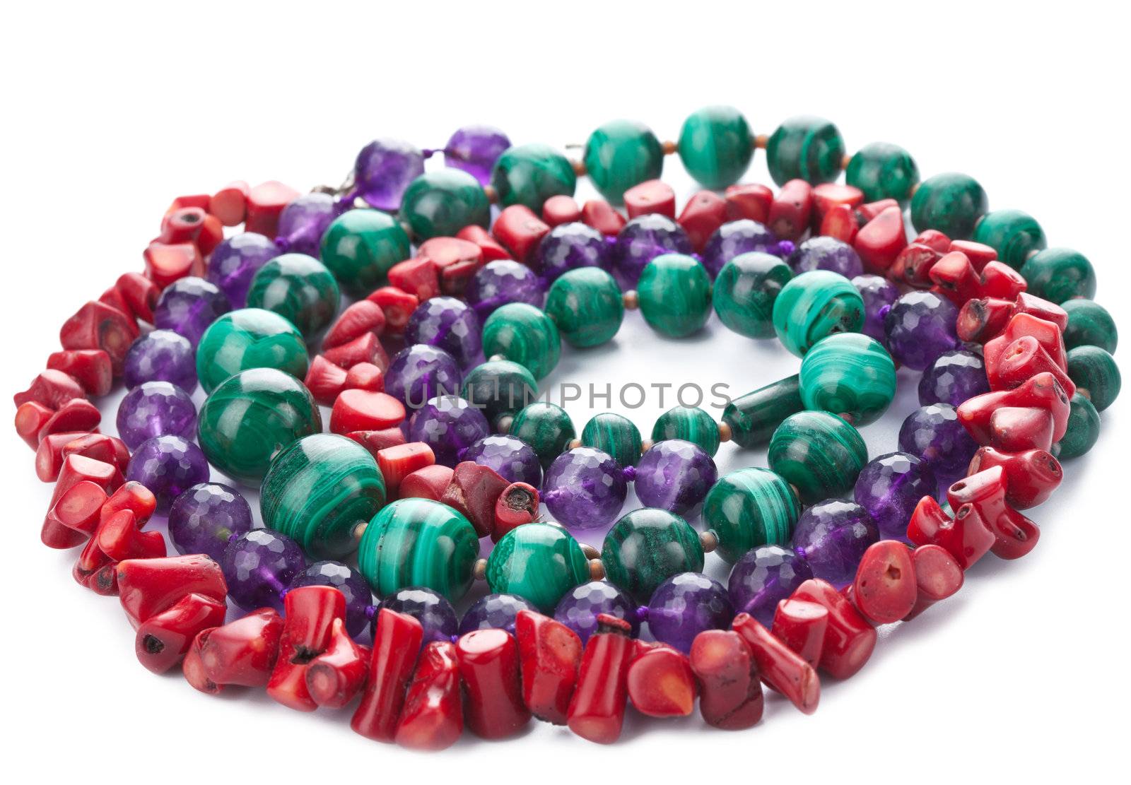 colorful natural necklaces isolated 