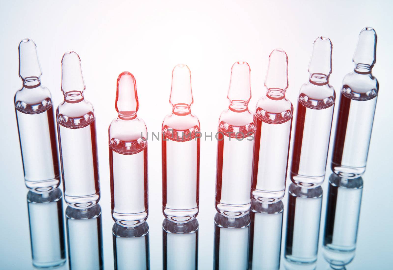 medical ampules in a row