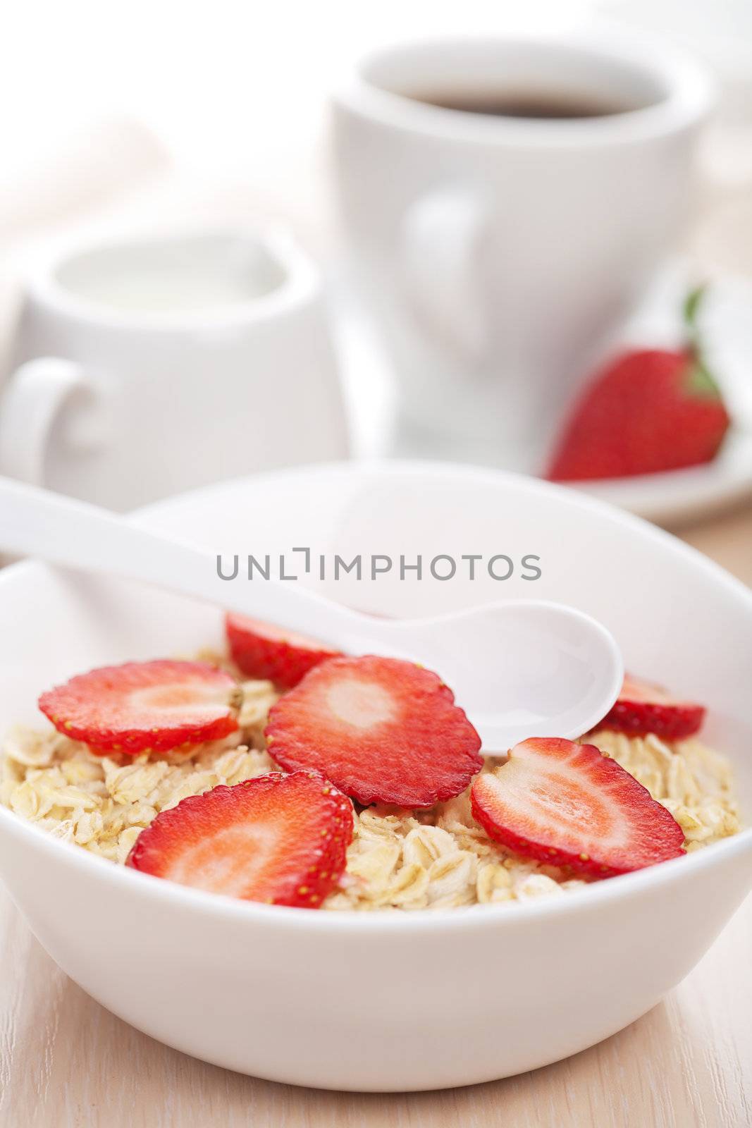 porridge with fresh strawberry