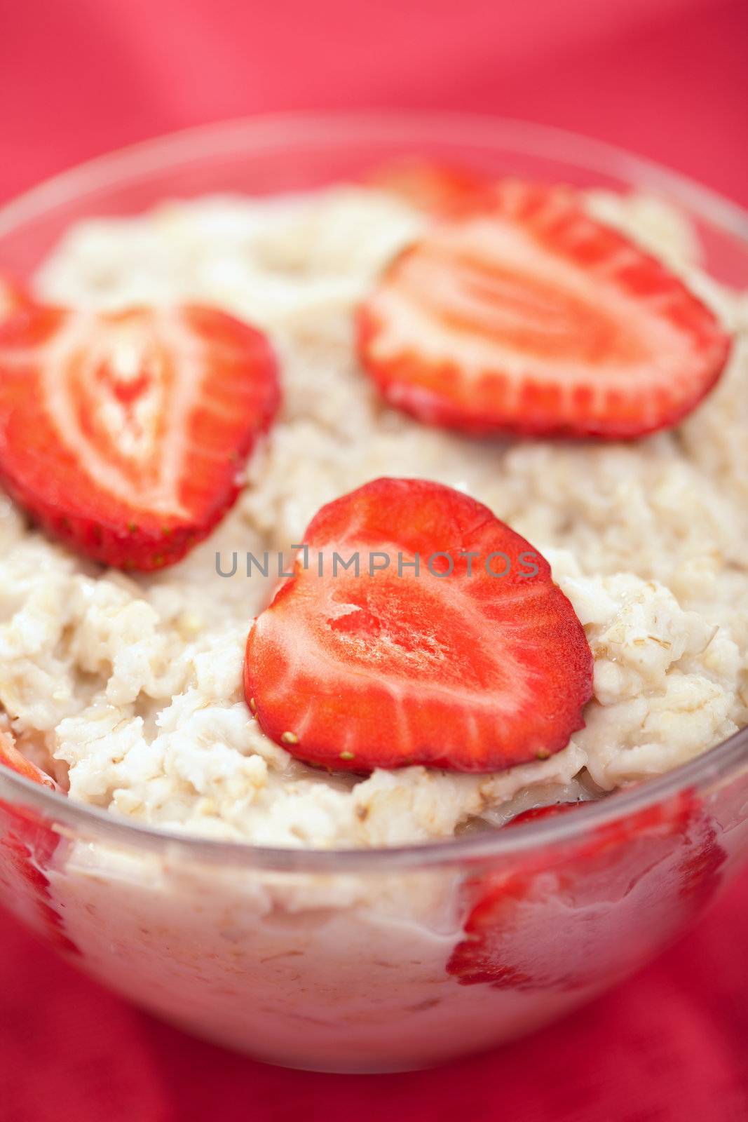 porridge with fresh strawberry